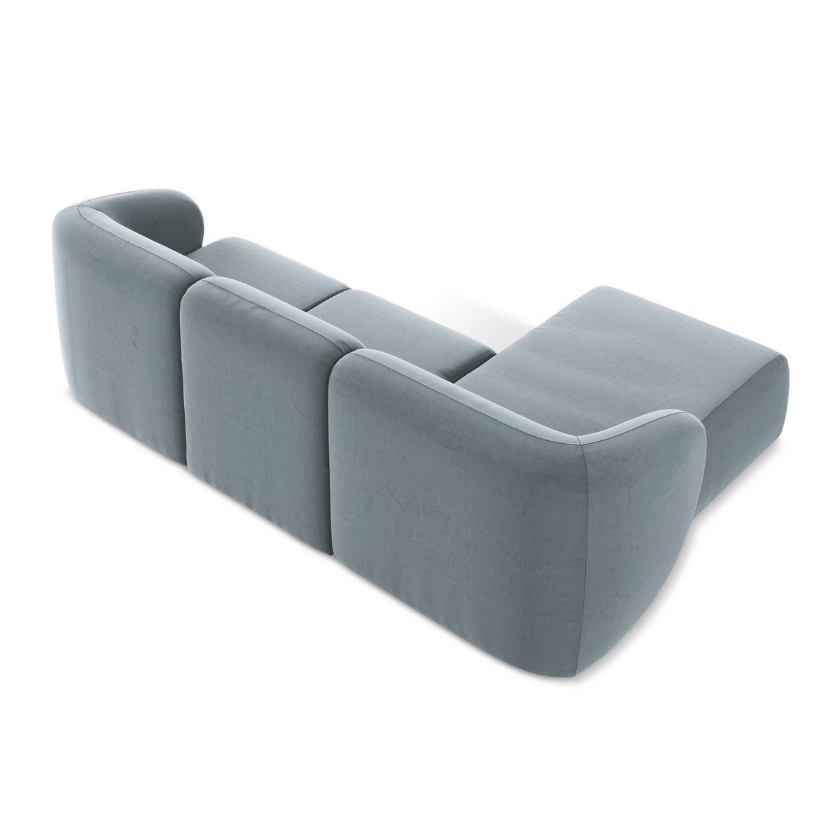 ECKSOFA Links Samt Stoff Blau - Schwarz/Hellblau, Holzwerkstoff/Kunststoff (248/166cm) - LaMiaSofa