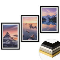 WANDBILDER 3er-Set - 40x60 cm Schwarzer Rahmen - Berglandschaft, See, Westen - Schwarz, Kunststoff (40/60cm) - ArtPrintCave