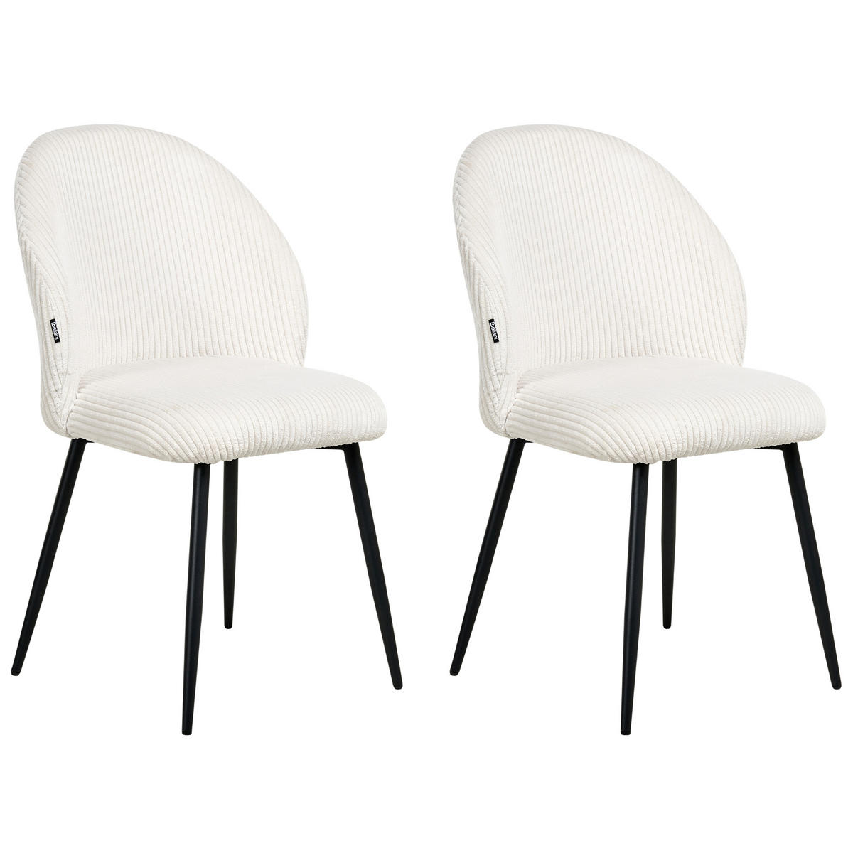 ESSZIMMERSTUHL 2er-Set Cremeweiß Eloy - Schwarz/Weiß, Textil (52/86/43cm) - Beliani