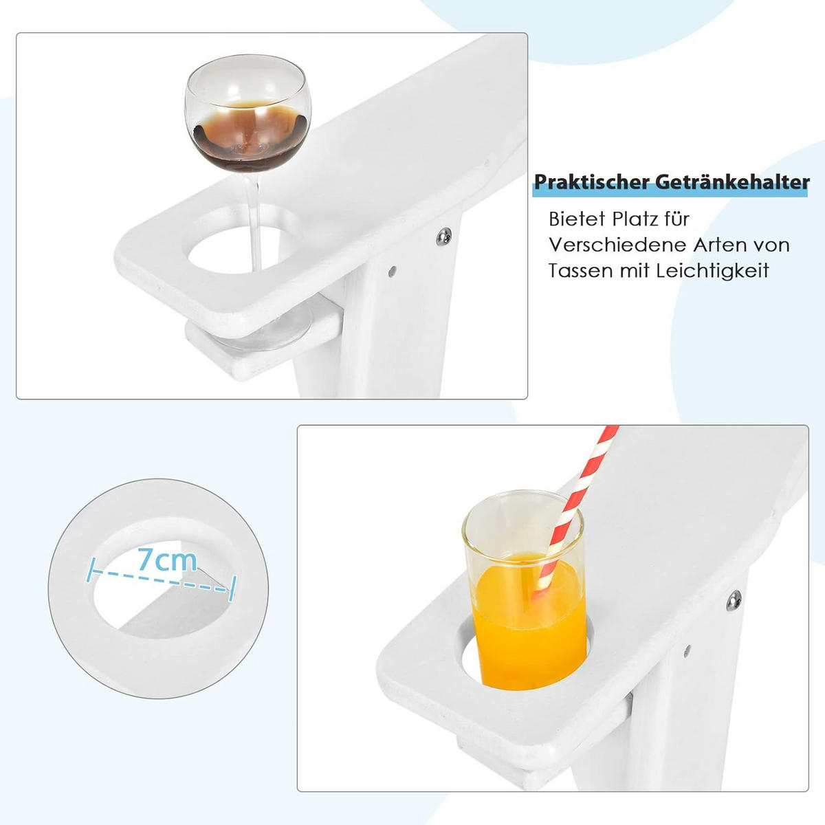 GARTENSTUHL Adirondack Weiß - Weiß, Kunststoff (89/99/78cm) - COSTWAY