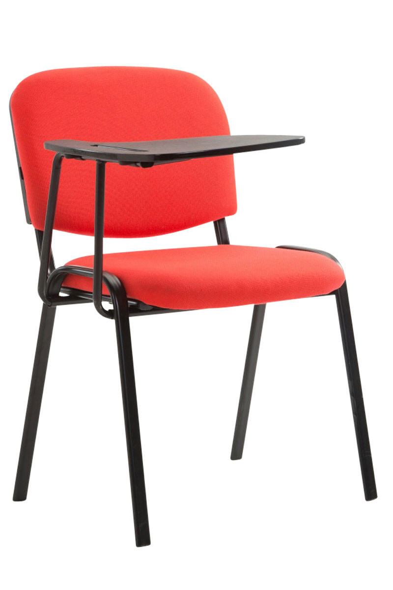 BESUCHERSTUHL Keen, Stoffbezug mit Klapptisch - Gestell Schwarz / Bezug Rot - Rot/Schwarz, Textil/Metall (53/81/53cm) - TPFLiving