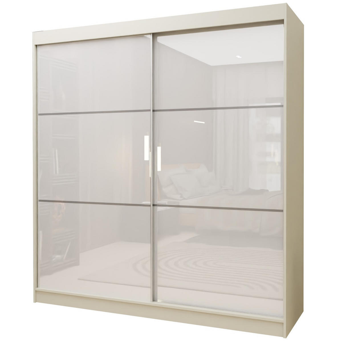 SCHWEBETÜRENSCHRANK VITALE 200/216/61 cm 2-türig Kaschmir - Kaschmir/Weiß, Holzwerkstoff (200/216/61cm) - MASSENO