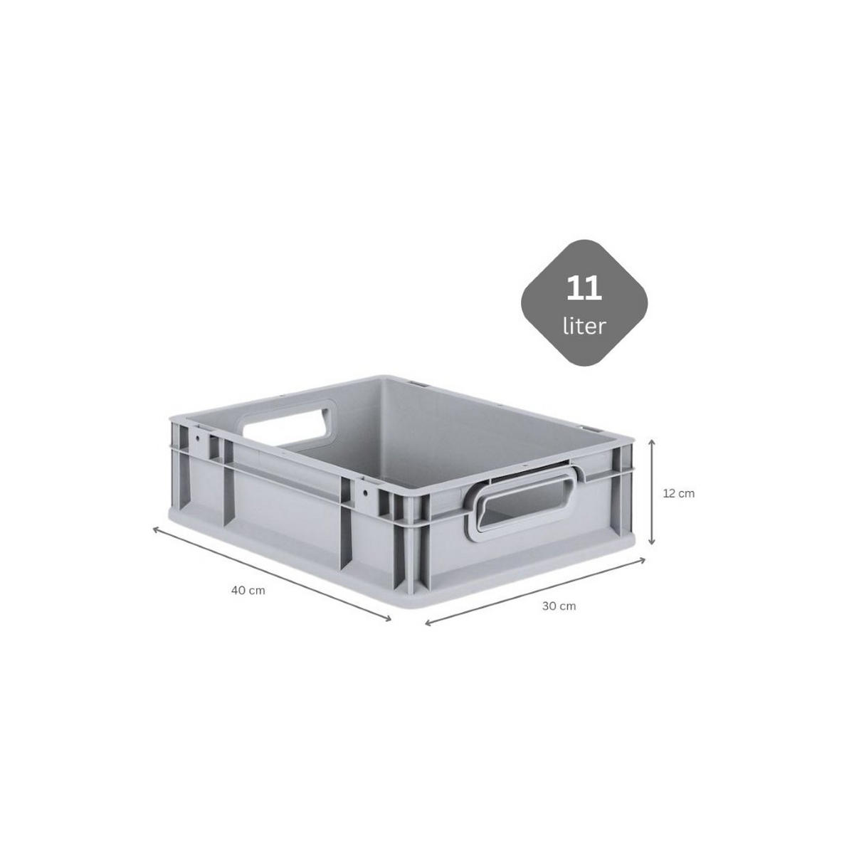 EUROBOX 5x Nextgen Economy Mit Scharnierdeckel Grau/BlauGriffe Offen 11 Liter - Blau, Kunststoff (30/12/40cm) - PROREGAL