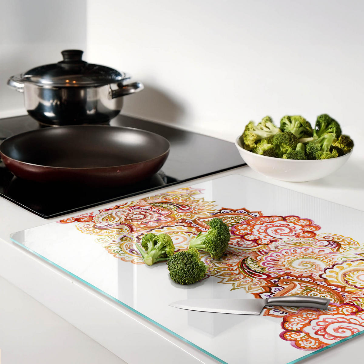 GLASPLATTE 60x52 cm Dekorationen - Orange, Glas (60/0.4/52cm) - TULUP