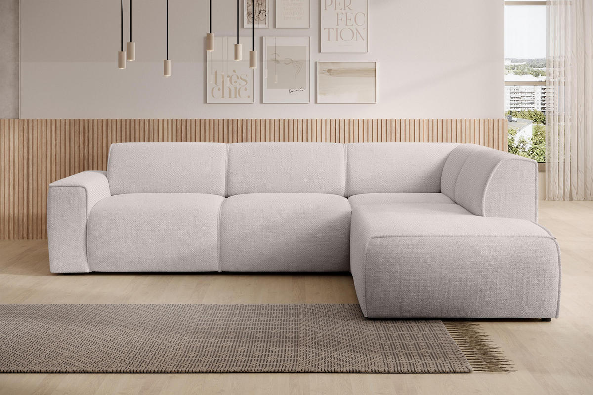 ECKSOFA L Form Didim Taupe 292/220/78 cm – großes Sofa stilvoll & bequem R - Taupe/Schwarz, Kunststoff/Textil (292/220cm) - AX Living