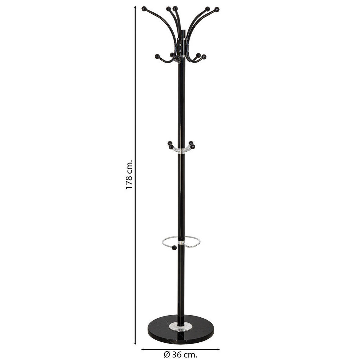 GARDEROBE aus metall 36x178cm - Schwarz, Metall (36/178/36cm) - Wanderlust