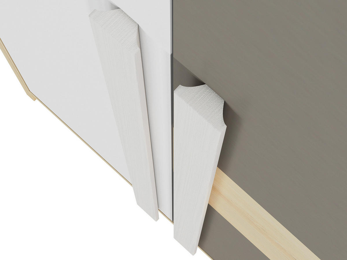 KLEIDERSCHRANK Drop Fjord Buche / weiß / grau 80 / 55 / 199cm - Multicolor/Braun, Holz/Holzwerkstoff (80/199/55cm) - Feldmann-Wohnen