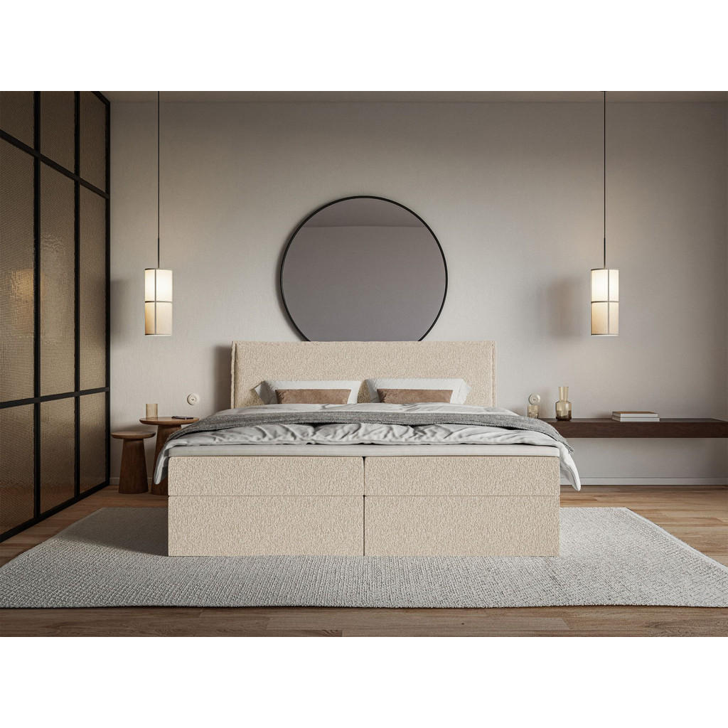 Thumbnail - Selsey Boxbett, Ecru, Textil, 2-Sitzer, Höhe ca. 15 cm, 140x200 cm, Schlafzimmer, Betten, Boxspringbetten