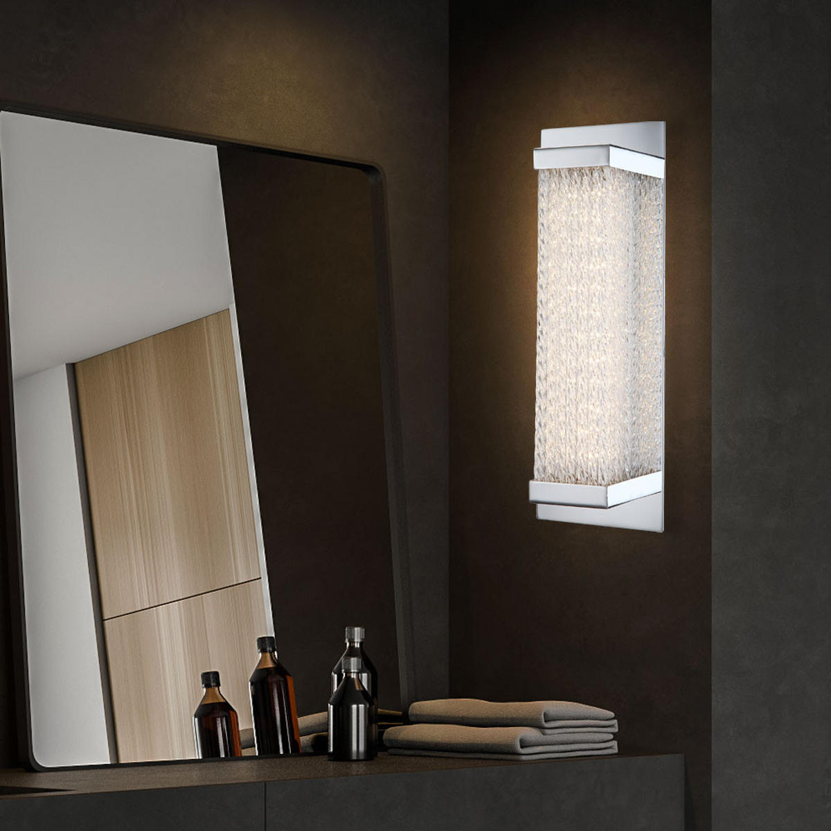 LED WANDLEUCHTE Adriana Chrom Silber - Silberfarben, Glas (8/10/27cm) - Globo Lighting