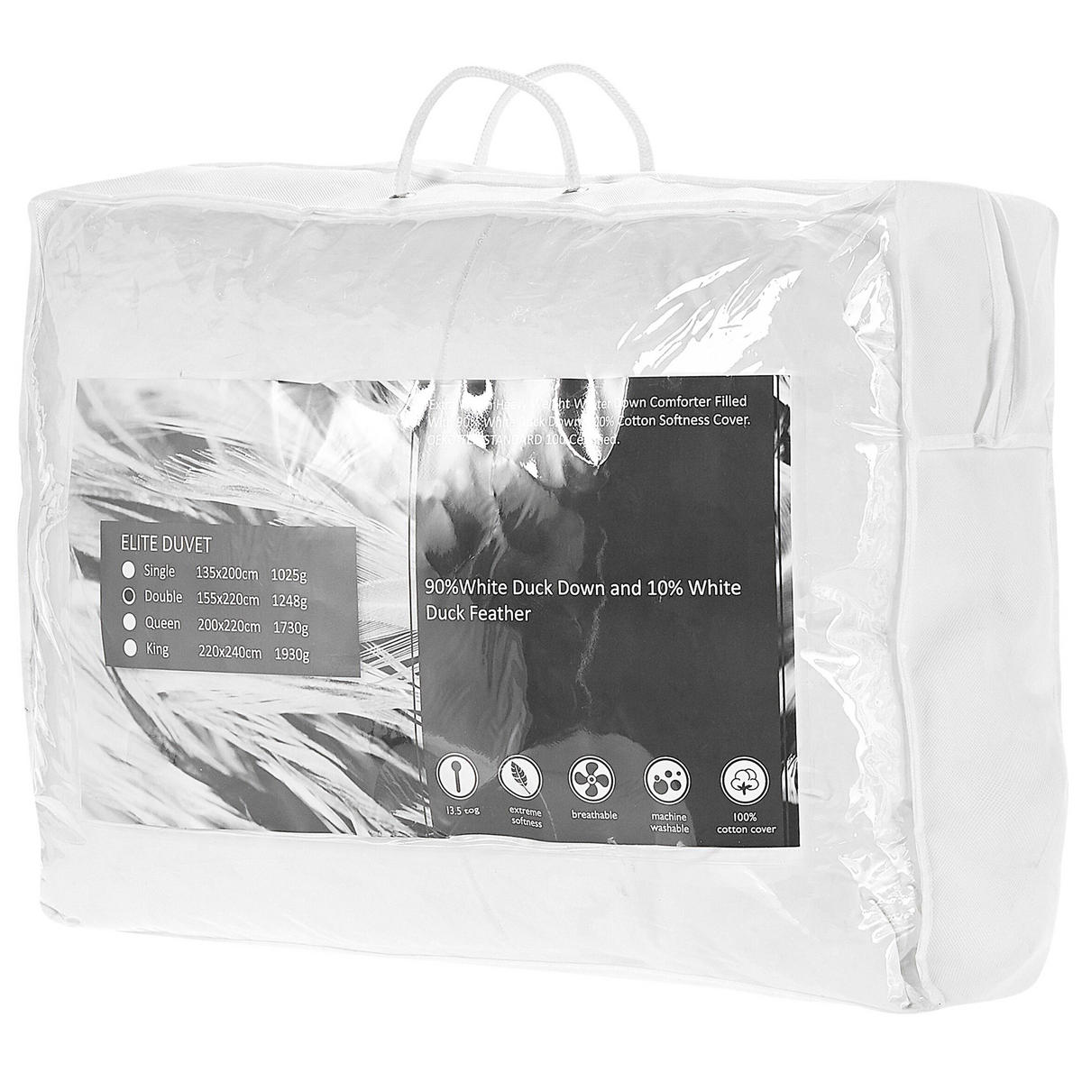 PŘIKRÝVKA Kachní prachové peří Extra Teplá 155/220 cm Grossglockner - bílá, textil (155/220cm) - Beliani