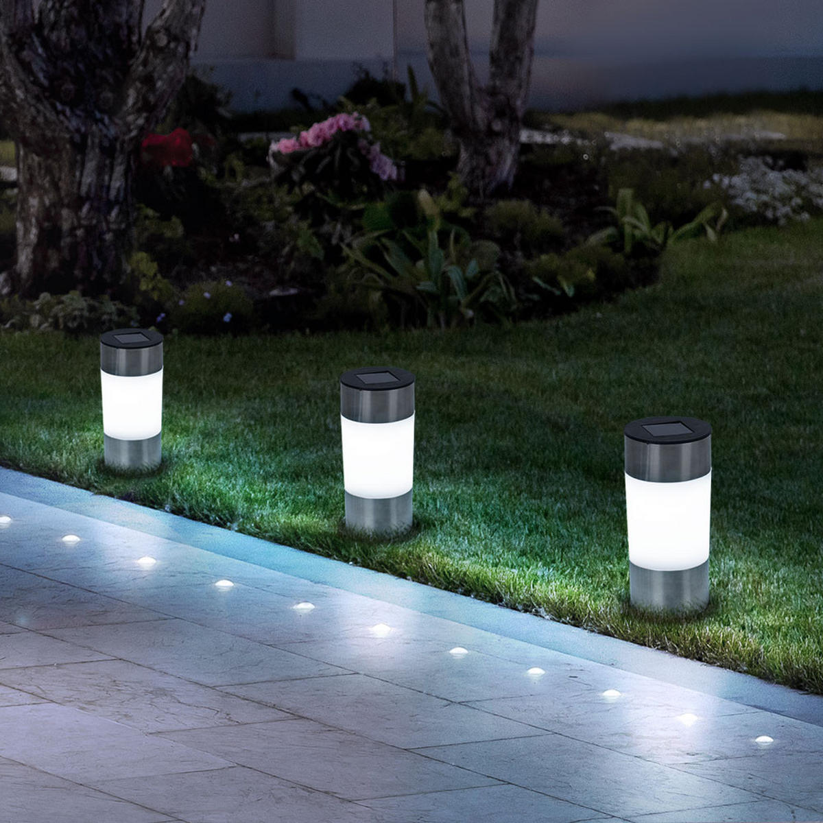 LED AUSSENLEUCHTE Edelstahl Silber 9er Set - Silberfarben, Metall (6.3/6.3/23.5cm) - Globo Lighting