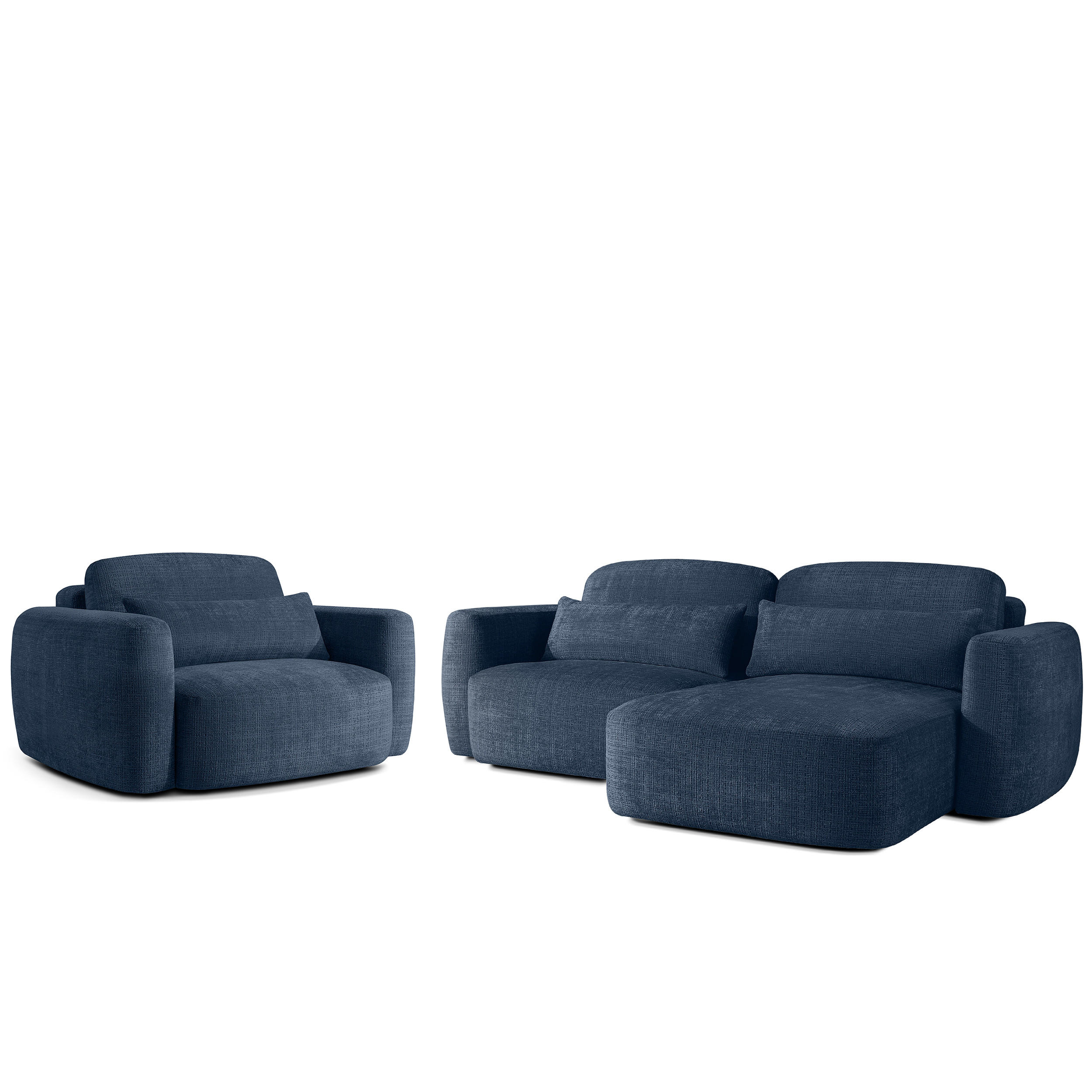 SITZGARNITUR ELOSA - Dunkelblau, Holz/Textil (245/85/165cm) - KONSIMO®