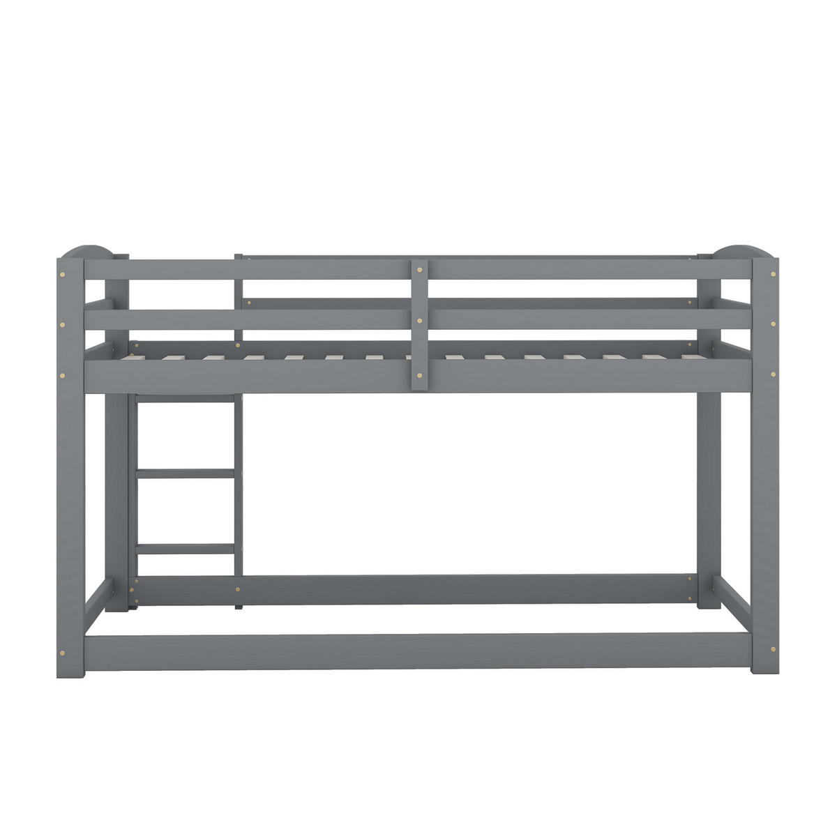 ETAGENBETT 90/200 cm Grau aus massiver Kiefer mit stabilem Geländer - Grau, Holz (90/200cm) - OKWISH
