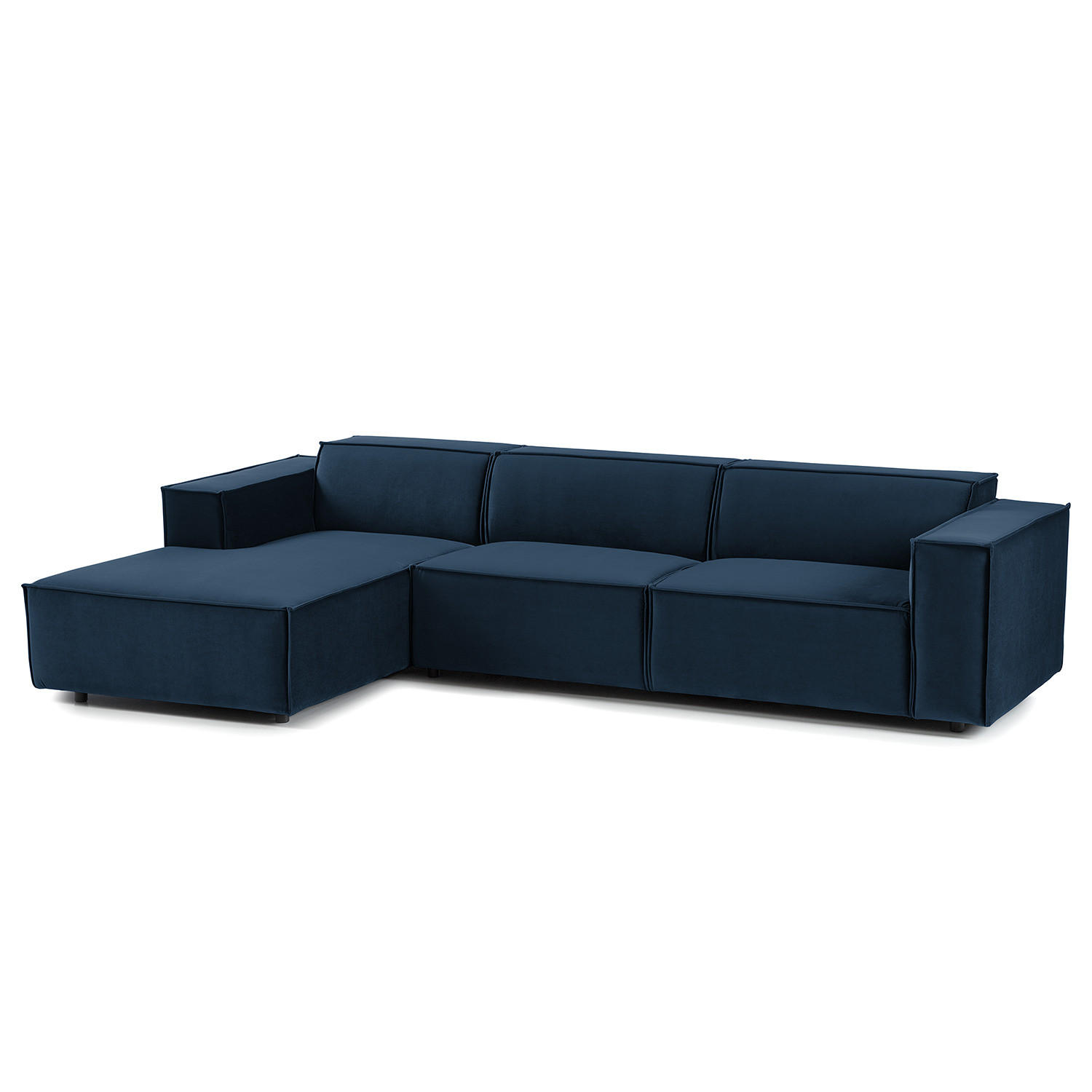 ECKSOFA mit Longchair - Schwarz/Dunkelblau, Kunststoff/Textil (294/177cm) - home24