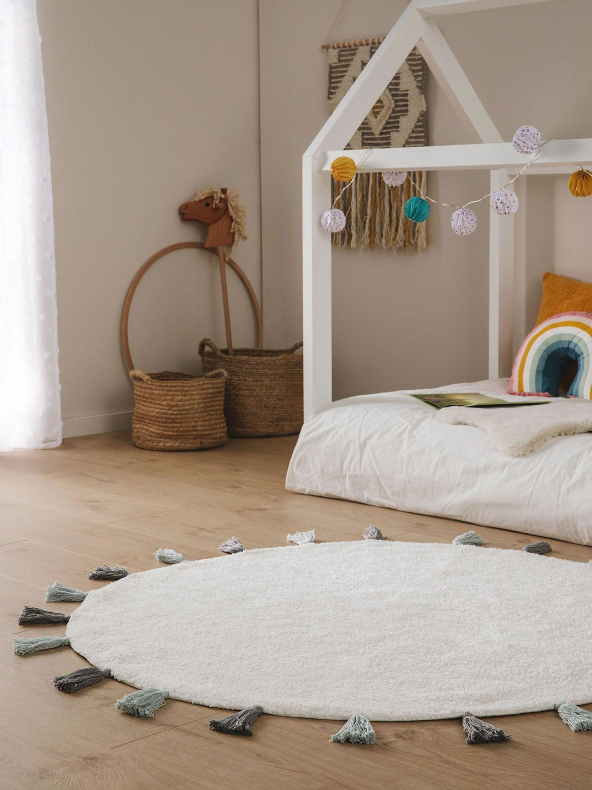 KINDERTEPPICH waschbar Malu Blau ø 120 cm rund - Blau, Naturmaterialien/Textil (120/1cm) - KUNSTLOFT