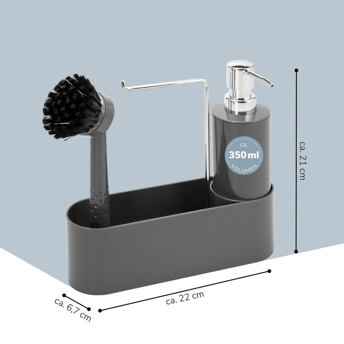 SPÜLBECKENORGANIZER, grau - Grau, Kunststoff (22/21/6.7cm) - bremermann