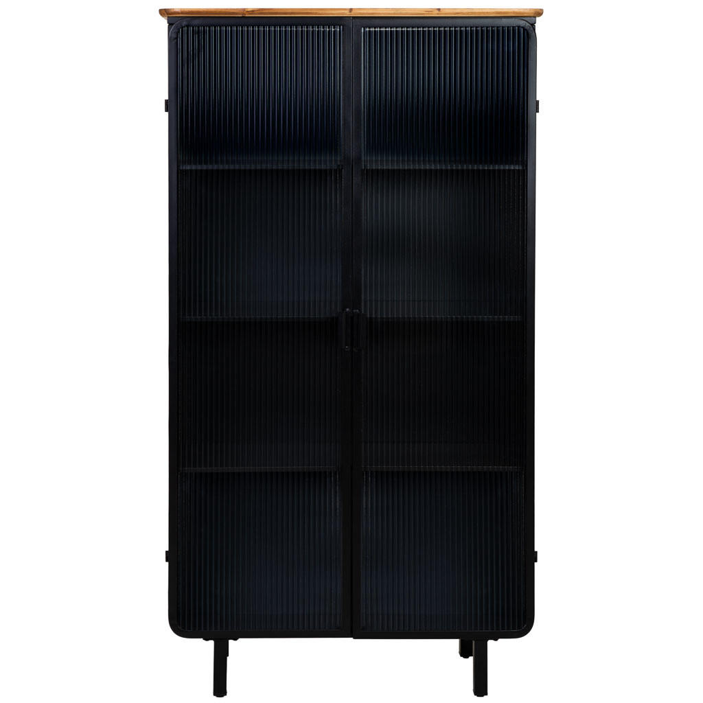 VITRINE aus Metall, Holz und Glas mit 2 Türen, Schwarz, 84x36x152h cm - Schwarz, Holz (84/152/35cm) - Wanderlust