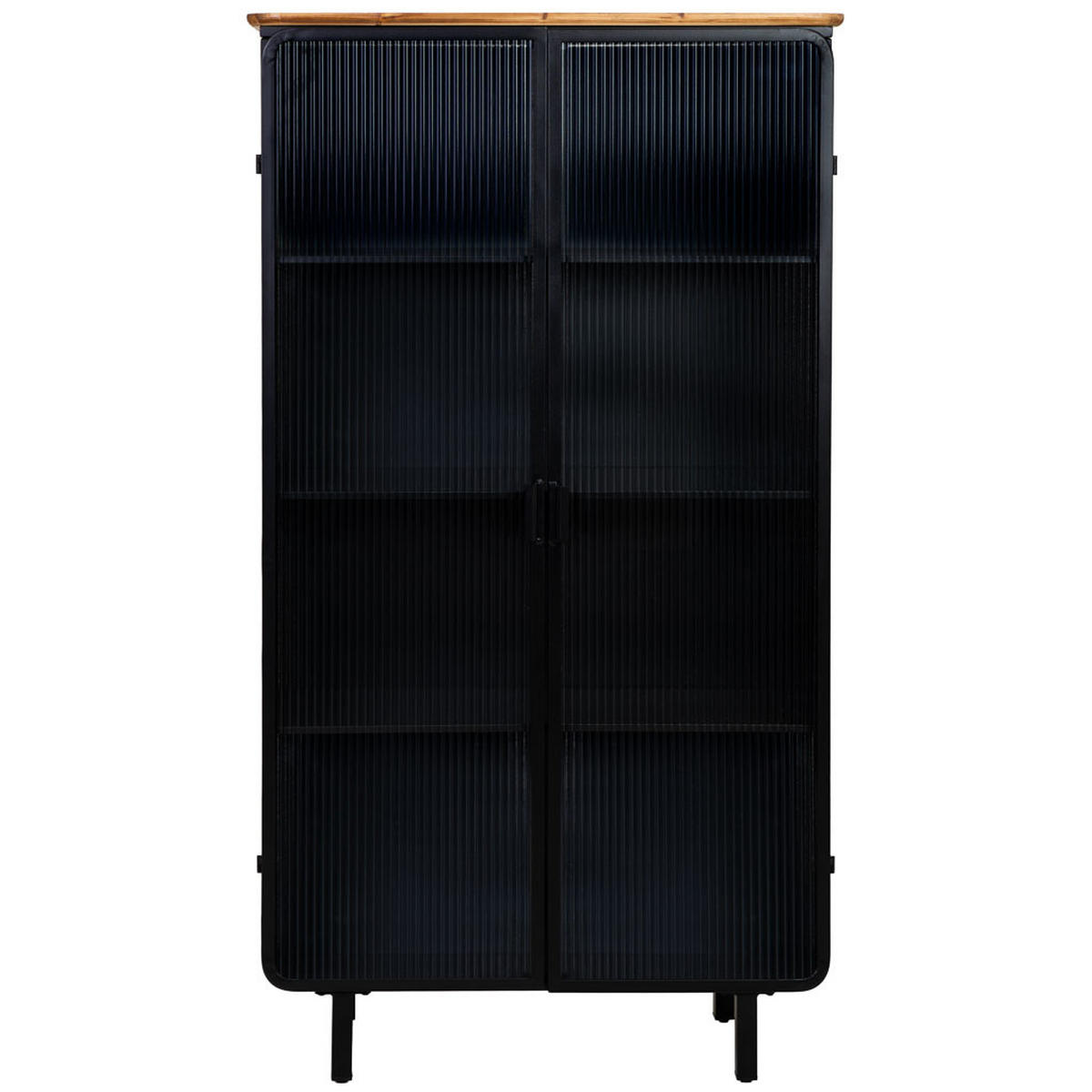 VITRINE aus Metall, Holz und Glas mit 2 Türen, Schwarz, 84x36x152h cm - Schwarz, Holz (84/152/35cm) - Wanderlust