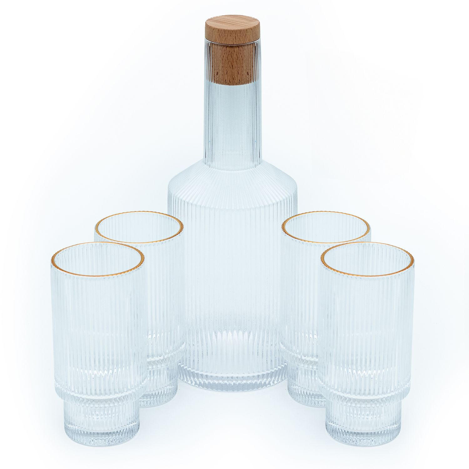 GLASKARAFFEN Set mit 4 Gläsern - Transparent, Glas (1.7L) - Intirilife