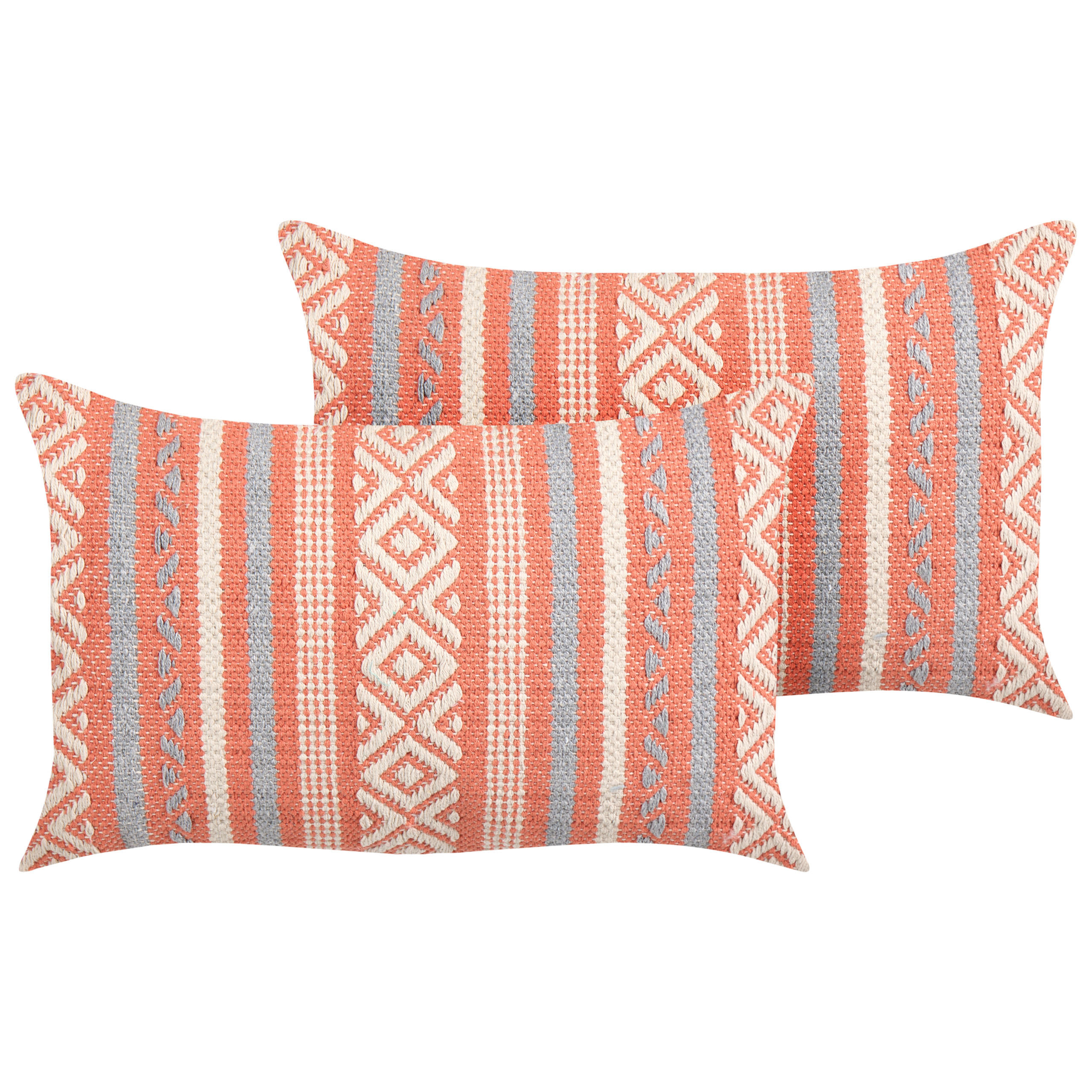 DEKOKISSEN 2er-Set Orange 50/30 cm Inula - Orange, Naturmaterialien/Textil (50/30cm) - Beliani