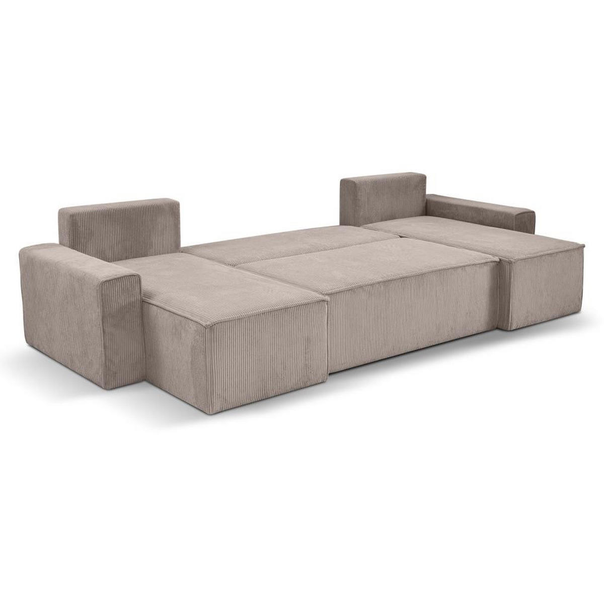 WOHNLANDSCHAFT Hektor U mit Schlaffunktion cappuccino - Cappuccino, Textil (318/94/152cm) - Beautysofa
