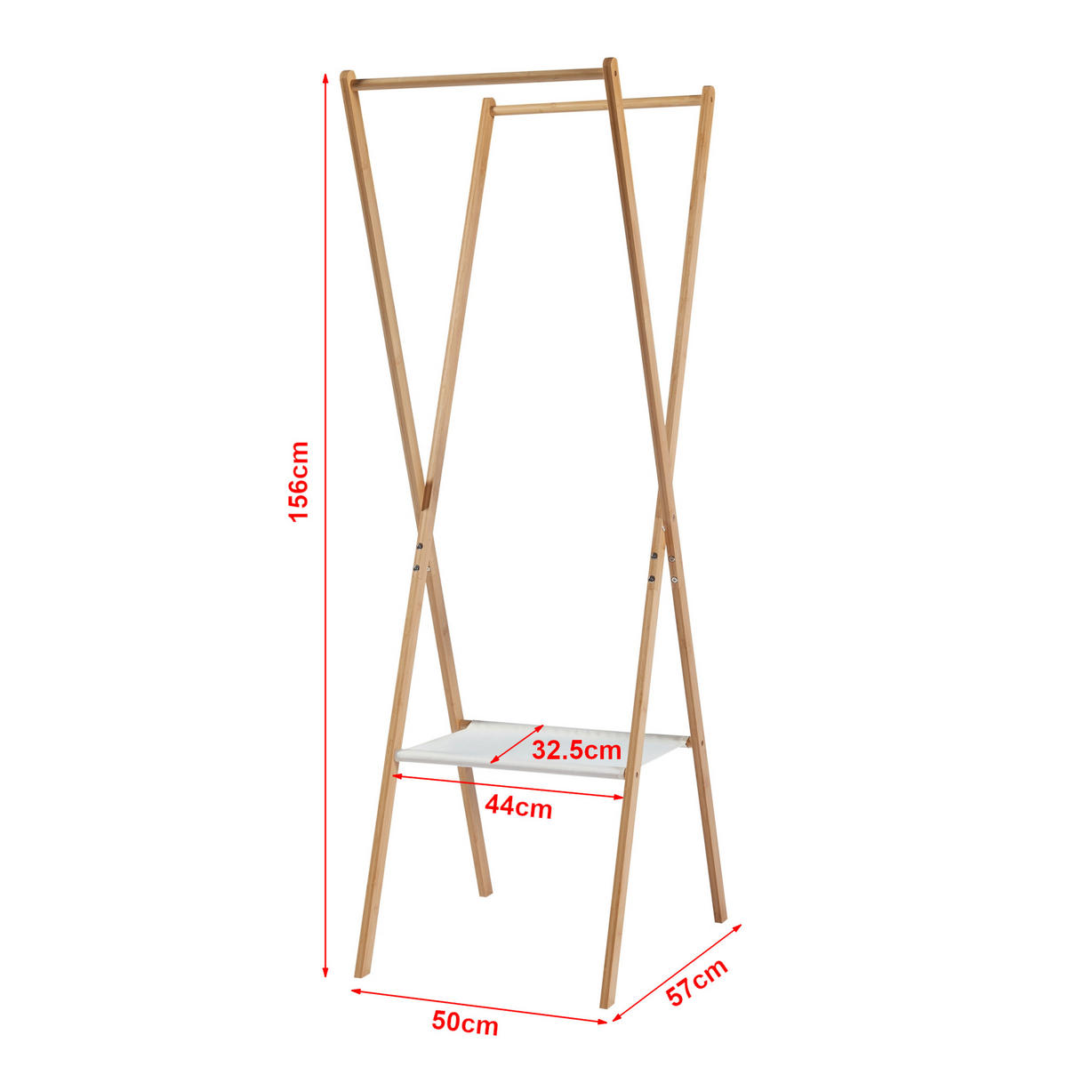 GARDEROBENSTÄNDER Iisalmi - Naturfarben, Holz (50/156/57cm) - [en.casa]