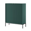 SIDEBOARD Eternas 2T Grün 104/125/39 cm – schwarze Füße, mit geriffelten Fronten - Schwarz/Grün, Holzwerkstoff (104/125/39cm) - AX Living