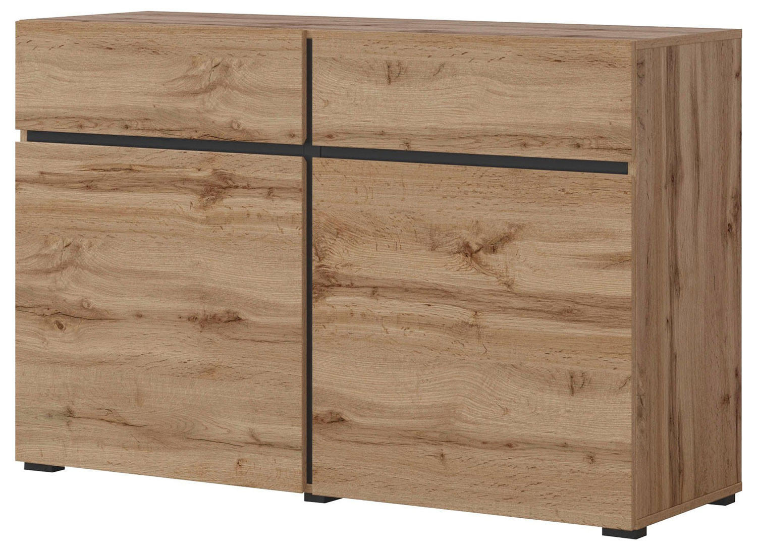 KOMMODE Cross Wotan Eiche / Schwarz 119,5 / 40 / 78cm - Eiche Wotan/Schwarz, Holz/Holzwerkstoff (120/78/40cm) - Feldmann-Wohnen