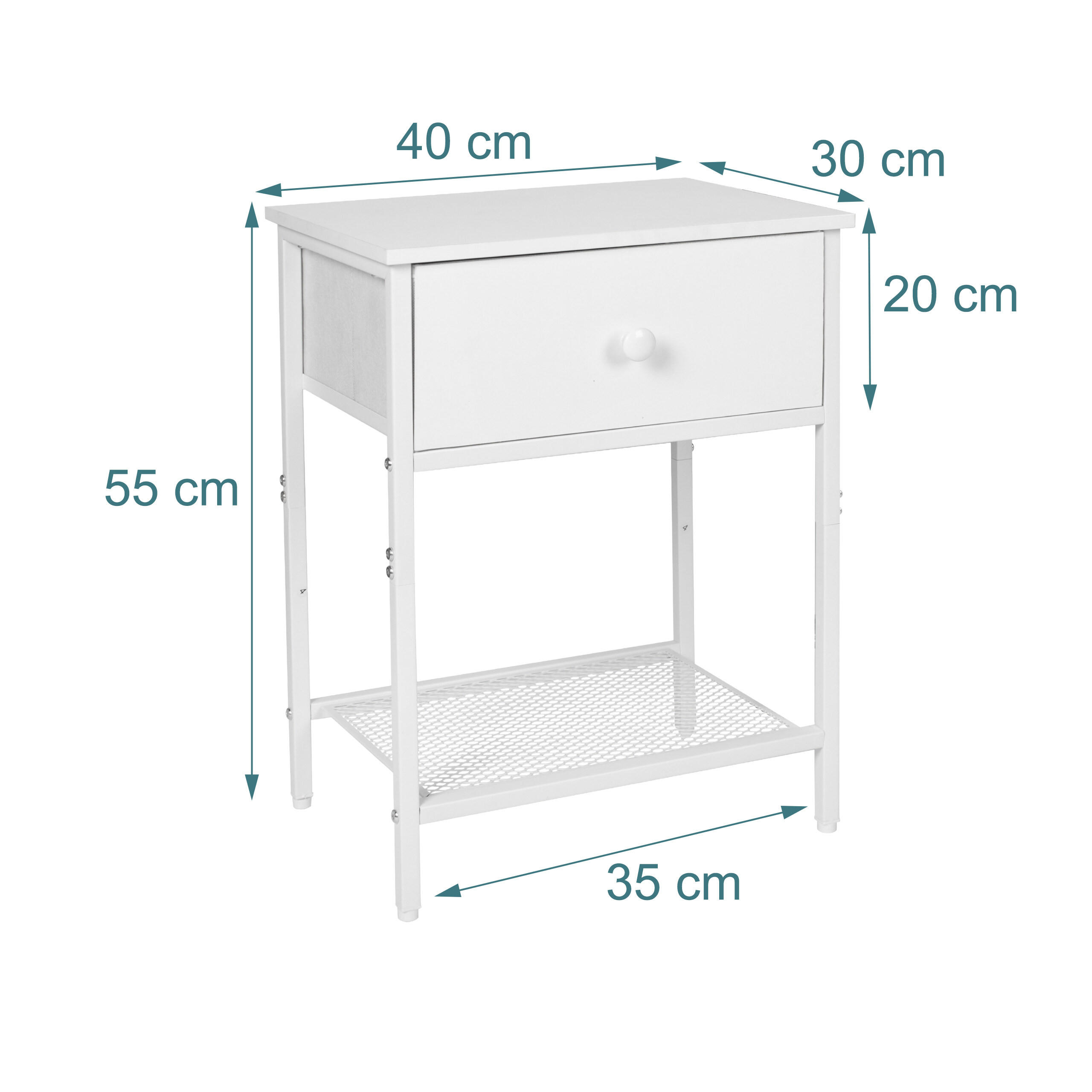 Thumbnail - Relaxdays 2Xnachttisch, Weiß, Holzwerkstoff, Metall, Textil, 40x60x40 cm, Schlafzimmer, Nachttische