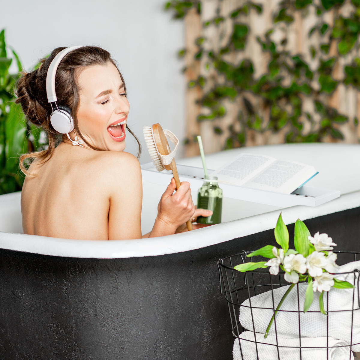 BADEWANNENABLAGE - Weiß, Holz (15/4/65cm) - Relaxdays