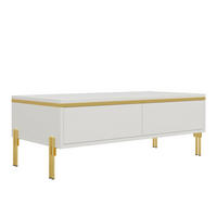 COUCHTISCH 100/50/36 cm in Weiß Hochglanz mit Doppelschubladen - Weiß, Holzwerkstoff (100/50/36cm) - Flora Grace