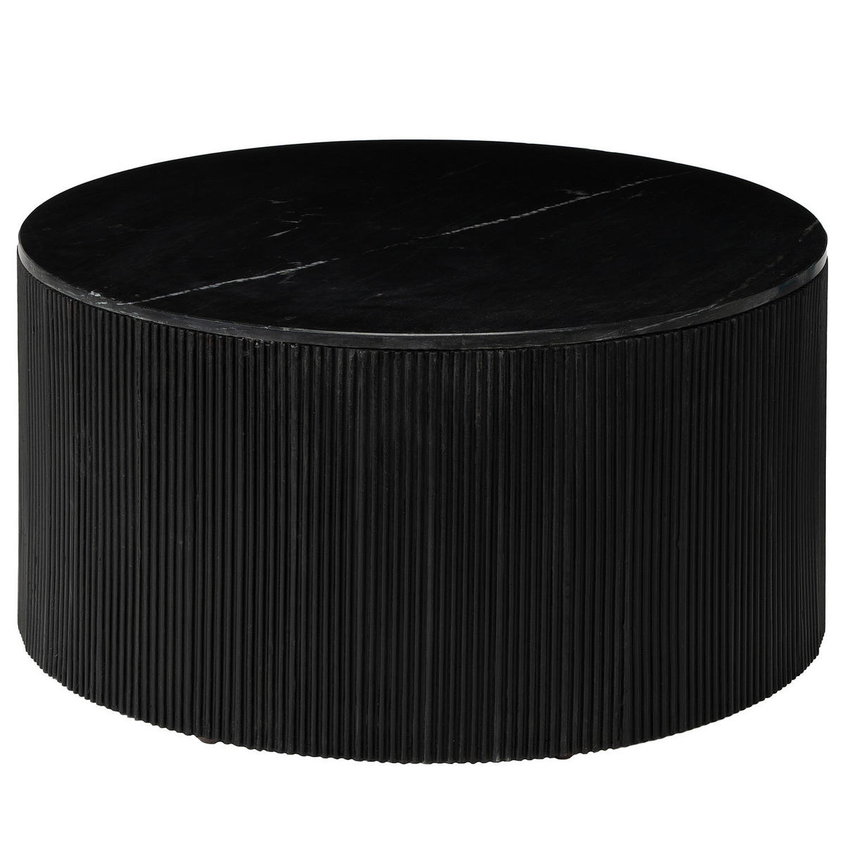 COUCHTISCH - Marmor / Mango massiv - Marmor Schwarz / Mango Schwarz - Schwarz, Holz/Stein (80/80/42cm) - home24