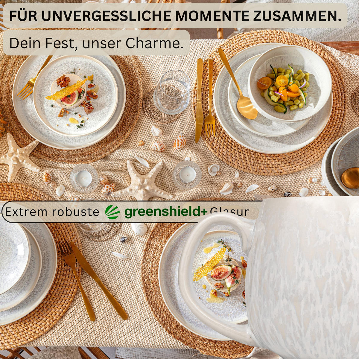 SÄNGER Kaffeebecher Set Korfu 4 teilig - Creme, Stein (6/7.5/6cm) - Sänger