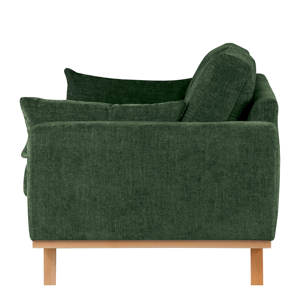 3-SITZER SOFA - Dunkelgrün/Buchefarben, Buchenholz/Textil (237/81/88cm) - home24