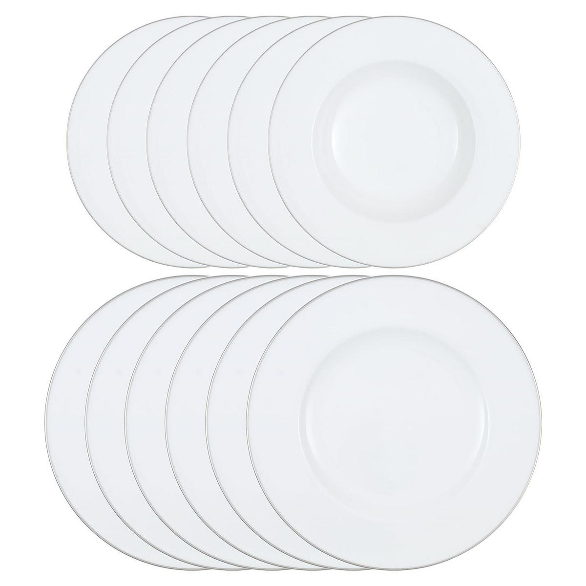 TAFELSERVICE Anmut Platinum No.1 weiß 12er Set - Weiß, Keramik (1/1/1cm) - Villeroy & Boch
