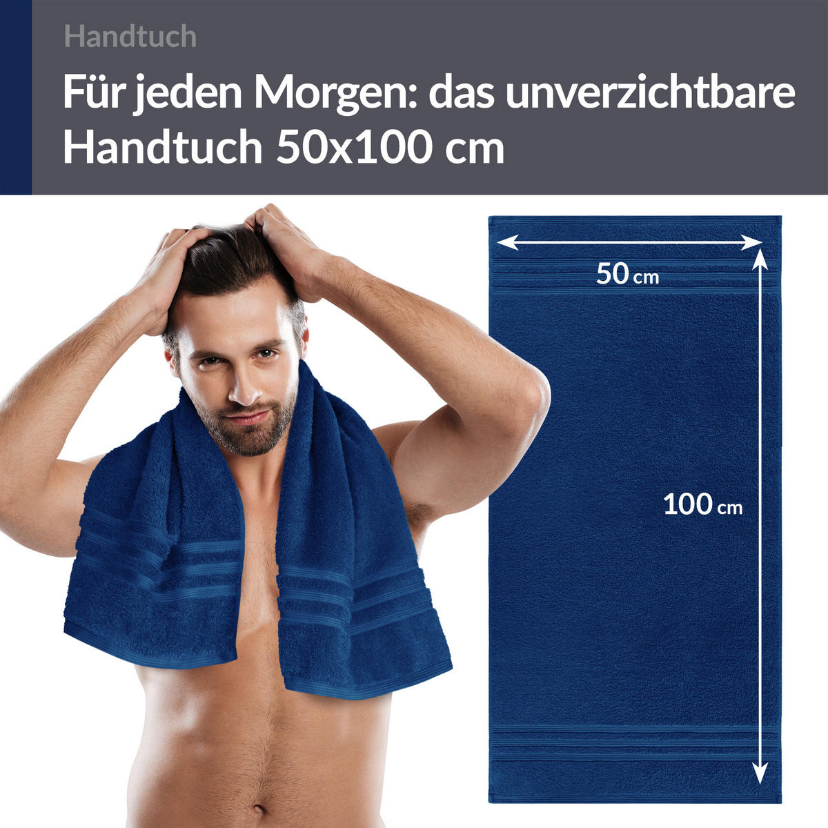 HANDTUCH 50x100 cm London Marine Blau 4er Set - Dunkelblau, Textil (50/100cm) - Lashuma