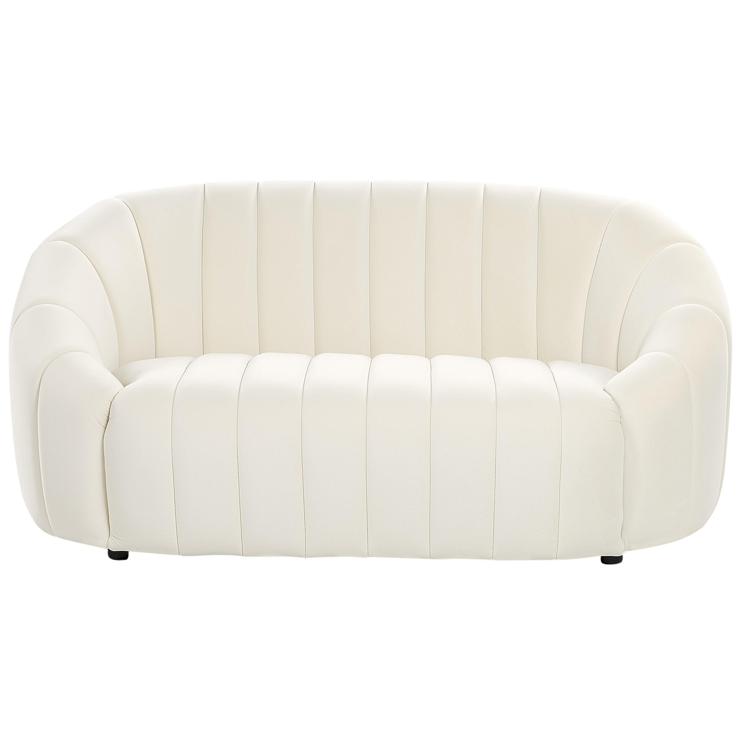 2-SITZER-SOFA Samtstoff cremeweiß Malung - Weiß, Textil (138/68/79cm) - Beliani