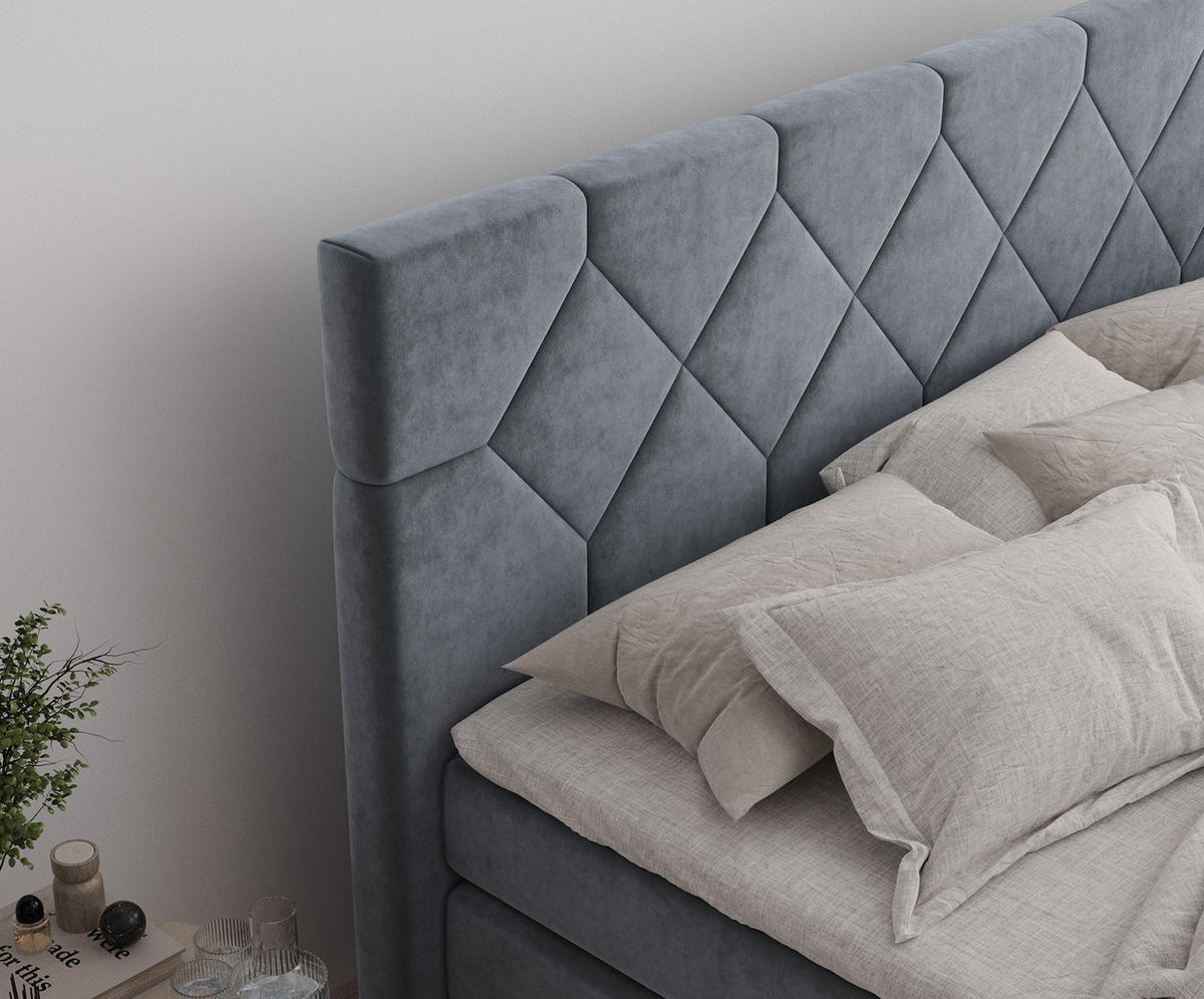 BOXSPRINGBETT Toma Grau 200/200 cm - Schwarz/Grau, Holz/Holzwerkstoff (200/200cm) - Maison de Reve