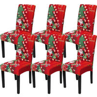 STUHLHUSSEN Weihnachten 6er Set Rot-Baum - Multicolor, Textil (43/43cm)
