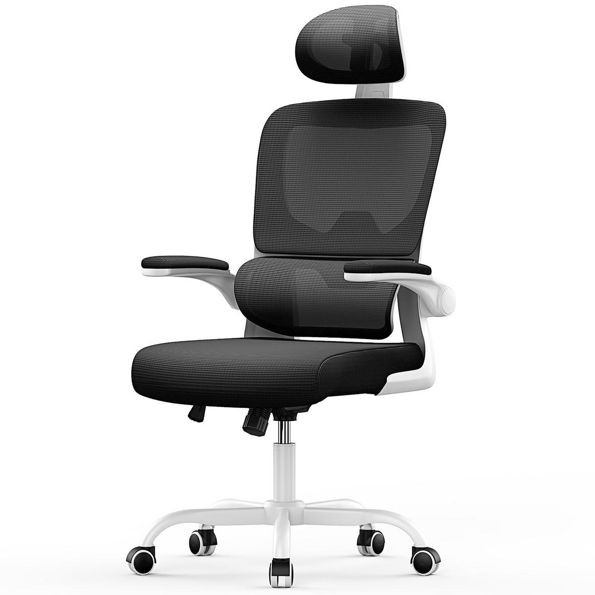 COMPUTERSTUHL drehbar, Wippfunktion – Weiß - Weiß, Metall (54/127/54cm) - Rattantree