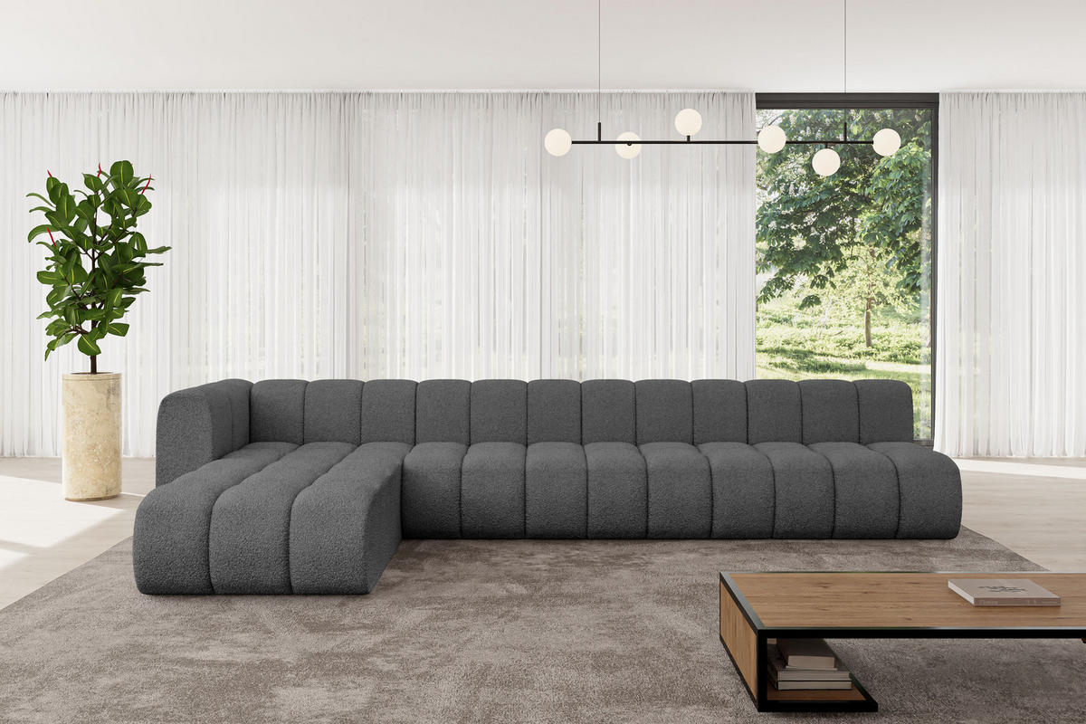ECKSOFA modulares Sofa Darnel-L3 - 387x177x70 cm Grau - Grau, Holzwerkstoff/Textil (387/177cm) - ALTDECOR