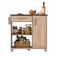KÜCHENWAGEN mit Schublade 90 x 62 x 90 cm MDF Natural - Naturfarben, Holz (40/89.5/96cm) - Beauniv