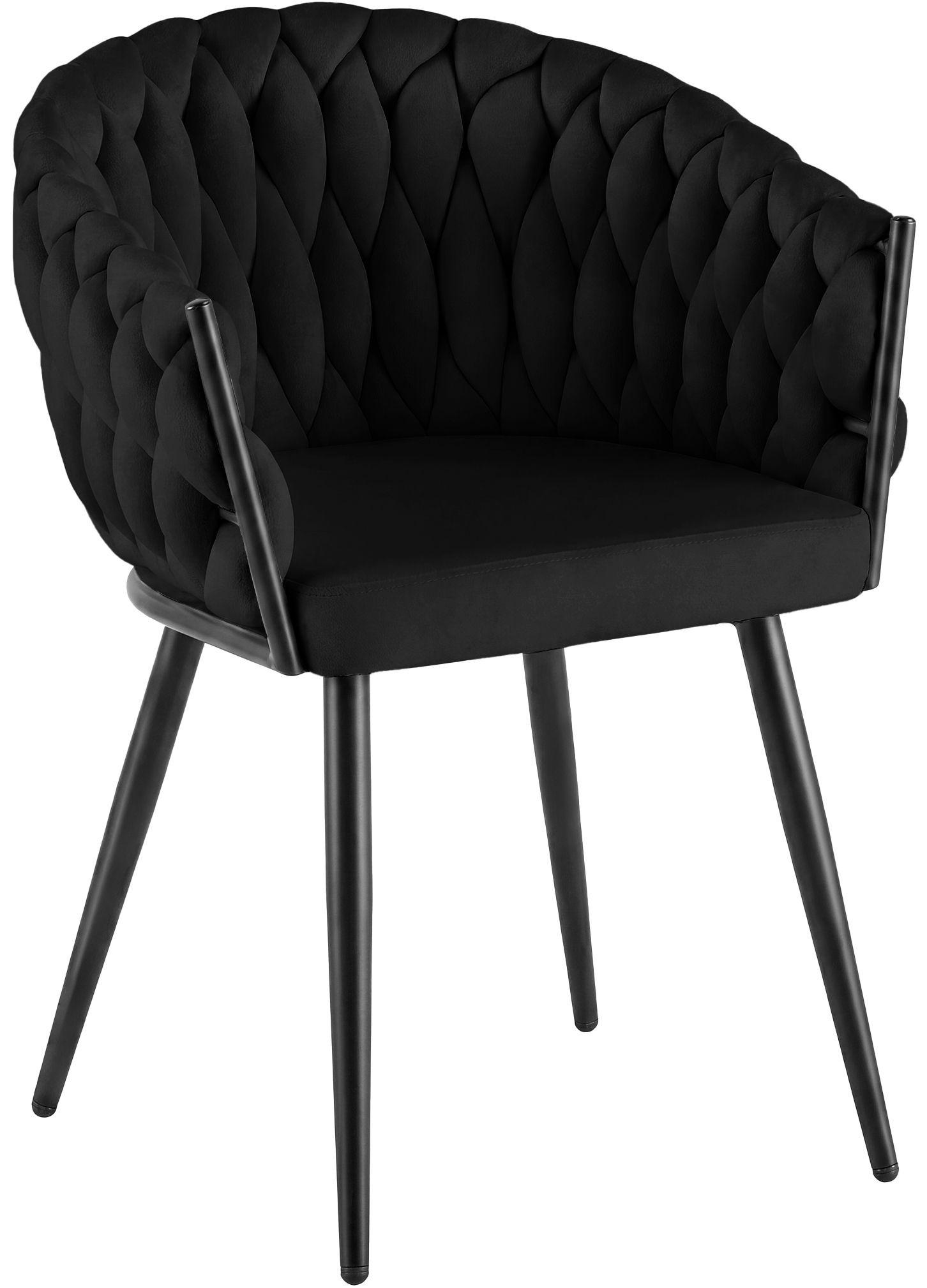 ARMLEHNENSTUHL Samt Schwarz - Schwarz, Textil/Metall (58/80/57cm) - CLP