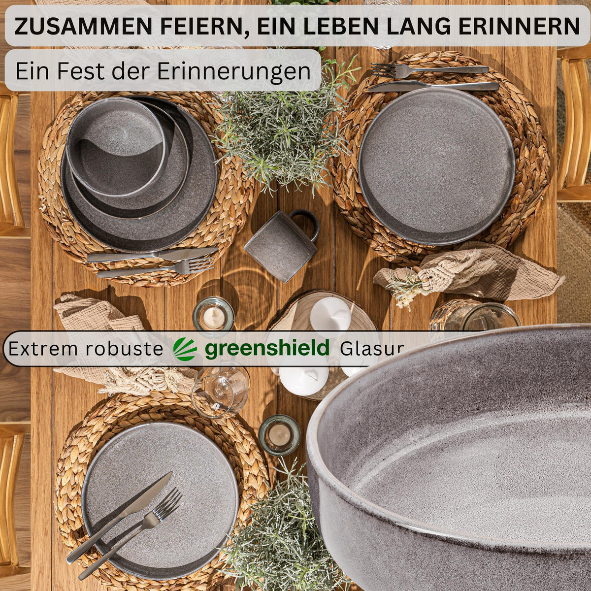 PASTASCHALEN SET KAIRO MONDGRAU - 4 teilig aus Steingut - Dunkelgrau, Keramik (20.5cm) - Sänger