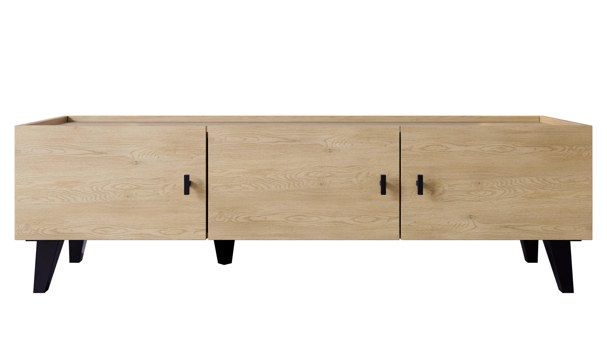 TV-LOWBOARD Vurkizo 150 3D - Eichefarben/Schwarz, Holzwerkstoff/Kunststoff (151/45/40cm) - MIRJAN24