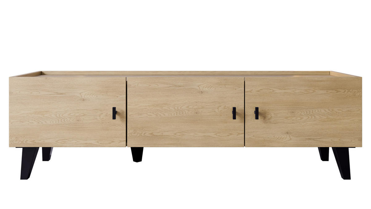 TV-LOWBOARD Vurkizo 150 3D - Eichefarben/Schwarz, Holzwerkstoff/Kunststoff (151/45/40cm) - MIRJAN24