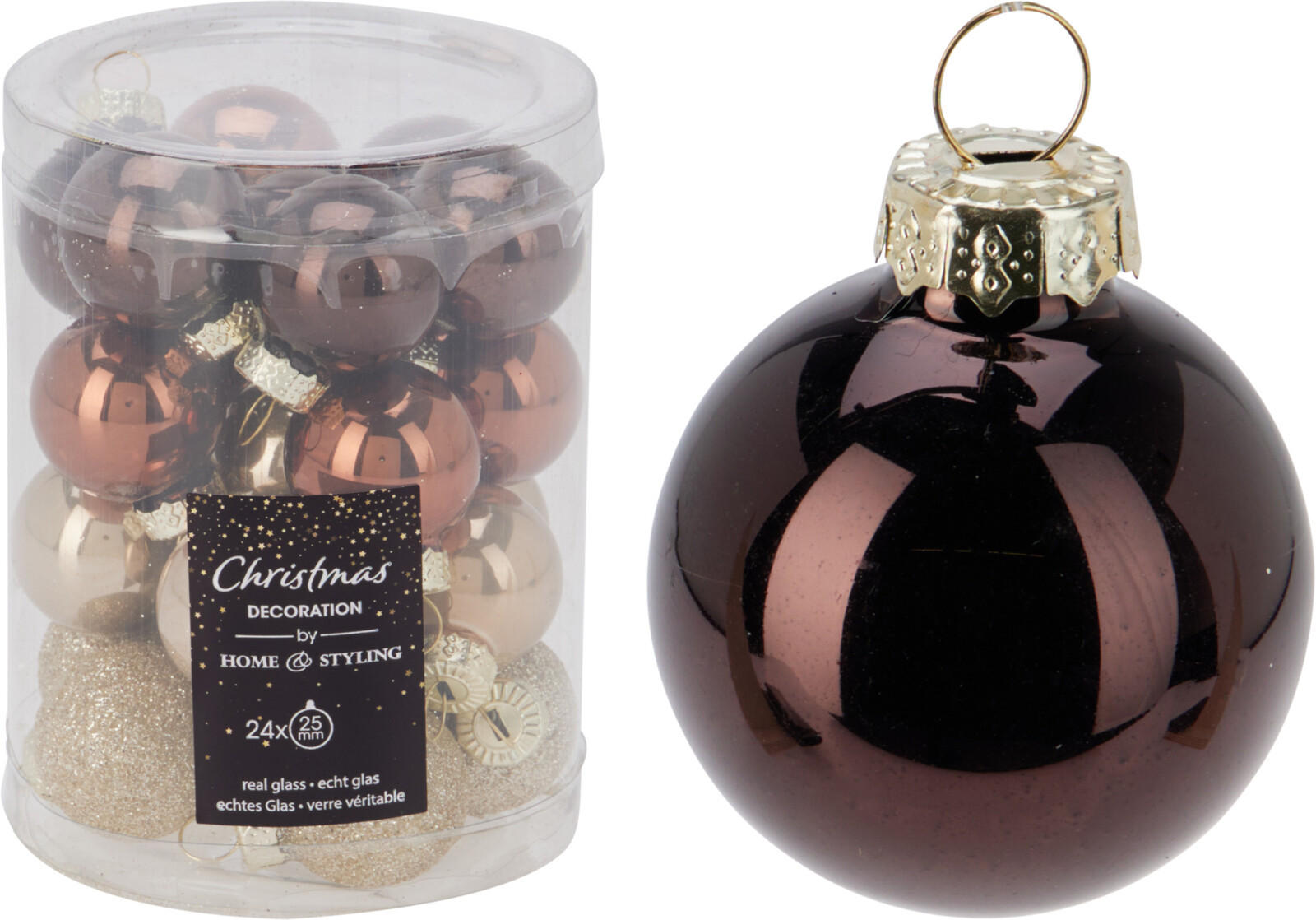 CHRISTBAUMKUGEL Basic Braun 24er Set 2.5X2.5X2.5 cm Glas - Braun, Glas (2.5/2.5/2.5cm) - Mondex