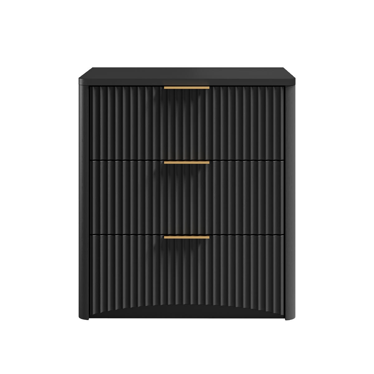 NACHTTISCH 58/38/64 cm Schwarz aus MDF mit 3 Schubladen - Schwarz, Holzwerkstoff (38/64/58cm) - OKWISH