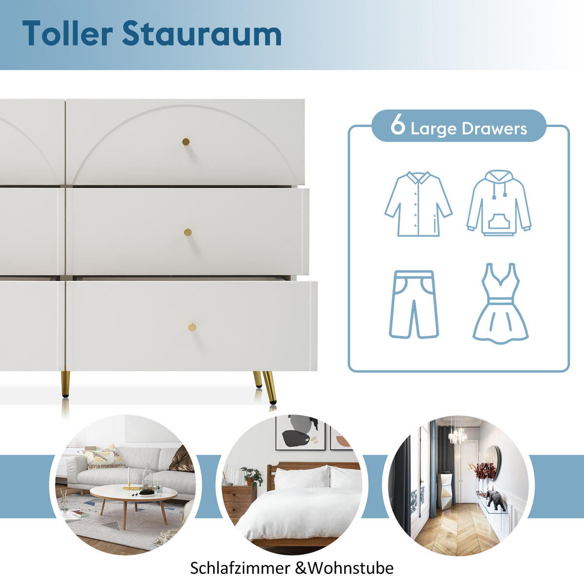 SIDEBOARD Weiß 120/40/85 cm - Weiß, Holzwerkstoff/Metall (40/85/120cm) - Urban Meuble
