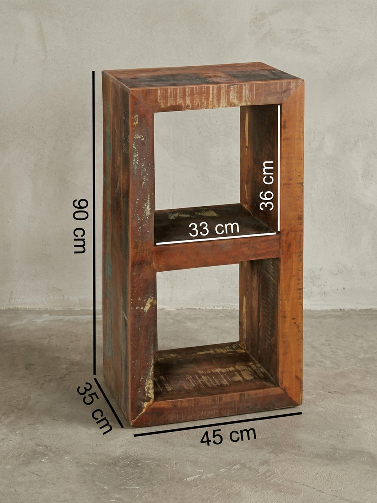 REGAL Massivholz Mango Cubeform Vintage EWA, Braun 45x35x90 cm - Braun, Holz (45/90/35cm) - KADIMA DESIGN